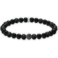 Thomas Sabo Sterling Silver Sterling Silver Black Obsidian Bracelet A2194-705-11 – Exclusive - Size - 19cm - Sterling Silver / Obsidian / Zirconia