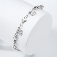 John Greed Signature Silver Clover & CZ Hearts Bracelet