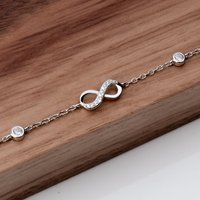John Greed Signature Silver CZ Infinity & Circular Bracelet