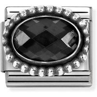Nomination Classic Silver Faceted Black CZ Oval Beaded Charm