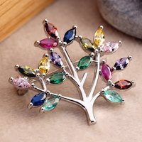 John Greed Tempest Wald Silver Multicolour CZ Tree of Life Brooch