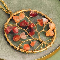 John Greed Tempest Wald Gold Plated Carnelian Tree of Life Necklace