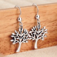 John Greed Tempest Wald Silver Tree of Life Plain Drop Earrings