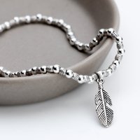 John Greed Signature Silver Feather Charm IMERAKI Bracelet