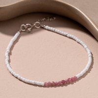John Greed Signature Silver Pink Tourmaline Seed Beaded IMERAKI Bracelet