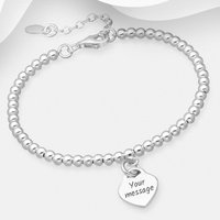 John Greed Signature Silver Engravable Heart Charm Ball Bracelet