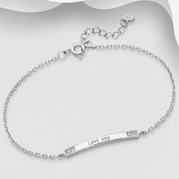 John Greed Signature Silver Engravable CZ Bar Bracelet