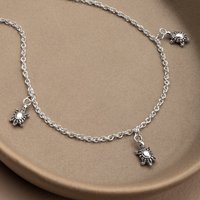 John Greed Signature Silver Oxidised Turtle Charms Anklet