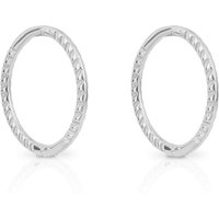 Elements Gold Rope Effect 9ct White Gold Hoop Earrings GE1001 – Elegant - White Gold / 9ct Gold