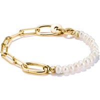 THOMAS SABO Connect Gold Plated Pearl One Link Paperclip Charm Bracelet