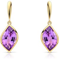 Elements Gold 9ct Yellow Gold Amethyst Earrings GE2516M | Acotis - 9ct Gold / Amethyst