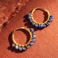 20% Discount on John Greeds Signature Gold Plated Lapis Lazuli Hoops