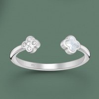 30% Off John Greeds Signature Silver Adjustable Pearl CZ Clover Ring