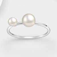 John Greed Signature Silver Double Pearl Ring