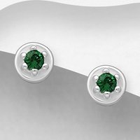 John Greed Signature Silver May Emerald CZ Stud Earrings