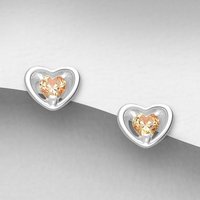 20% Discount on John Greeds Signature Silver November Citrine Heart Earrings