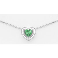 John Greed Signature Silver May Emerald CZ Heart Necklace