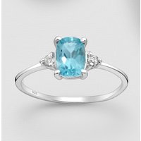 20% Discount on John Greed Signature Silver Swiss Blue Topaz Ring for Women