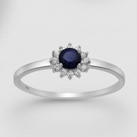 20% Discount on John Greeds Signature Silver Flower Ring with Sapphire