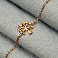 John Greed Tempest Wald Gold Plated Plain Tree of Life Leaf Bracelet