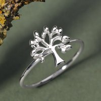 John Greed Tempest Wald Silver Plain Tree of Life Leaf Ring