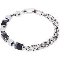 Coeur De Lion Men's Bracelet Striped Onyx Byzantine Chain Black