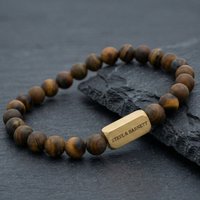 Steel & Barnett Natural Ned Gold Plated Tiger's Eye Gemstone Bead Bracelet