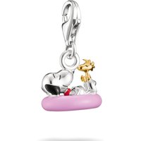 Thomas Sabo Charm Club Sterling Silver Peanuts Snoopy & Woodstock Bath Ring Charm Pendant 2244-427-7 | Acotis - Sterling Silver / Enamel