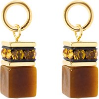 Coeur De Lion Ear Me Up GEOCUBE Earring Charms Gold Plated Brown Tiger's Eye