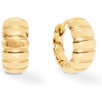 Coeur De Lion Elegance Essentials Hoop Earrings Gold Plated Ribbed 14mm