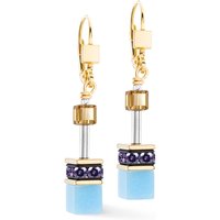 Coeur De Lion Iconic GEOCUBE Drop Earrings Gold Plated Multicolour-Boho Glass