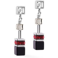Coeur De Lion Iconic GEOCUBE Drop Earrings Grey-Red Onyx