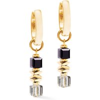 Coeur De Lion Small Cubes GEOCUBE Hoop Earrings Gold Plated Black Crystal