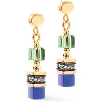 Coeur De Lion Small Cubes GEOCUBE Drop Earrings Gold Plated Multicolour Crystal