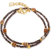 Coeur De Lion Elegance Crystals Wrap Bracelet Gold Plated Joyful Colours Brown