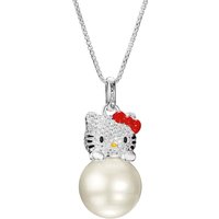 THOMAS SABO Connect Silver Plated Hello Kitty Zirconia & Pearl Necklace