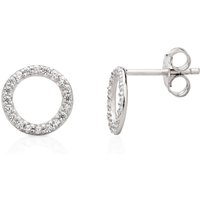 John Greed Signature Silver CZ Circle Earrings