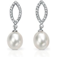 John Greed Signature Freshwater Pearl Silver Marquise Earrings