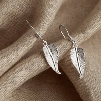 John Greed Tempest Wald Silver Leaf Drop Earrings