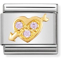 Nomination Classic Gold CZ Pink Heart with Arrow Charm