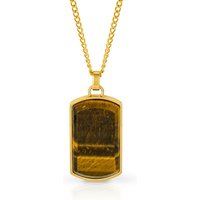 Fred Bennett Gold Plated Tiger Eye Dog Tag Necklace