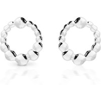 John Greed Signature Silver Graduated Bead Circle Stud Earrings