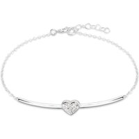 John Greed Signature Silver CZ Heart Bar Bracelet