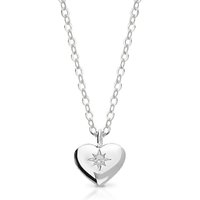 John Greed Signature Silver CZ Starburst Heart Necklace