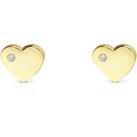 John Greed Signature Gold Plated CZ Flat Heart Stud Earrings