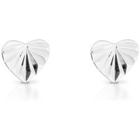 John Greed Signature Silver Small Diamond Cut Heart Stud Earrings
