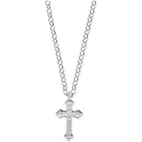 ChloBo Mens Silver Curb Chain Cross Necklace - 51cm