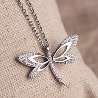 John Greed Tempest Meadow Silver CZ Cut Out Dragonfly Necklace