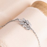 John Greed Tempest Wald Silver Marquise CZ Leaf Bracelet
