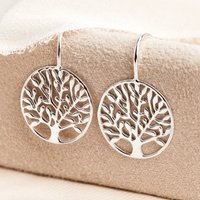John Greed Tempest Wald Silver Plain Tree Of Life Drop Earrings